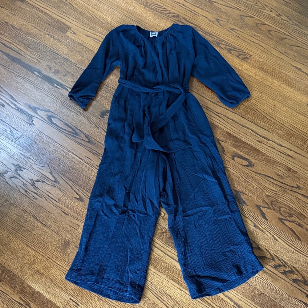 B11 Nom Maternity Women’s Small Navy Jumpsuit Waist Tie
